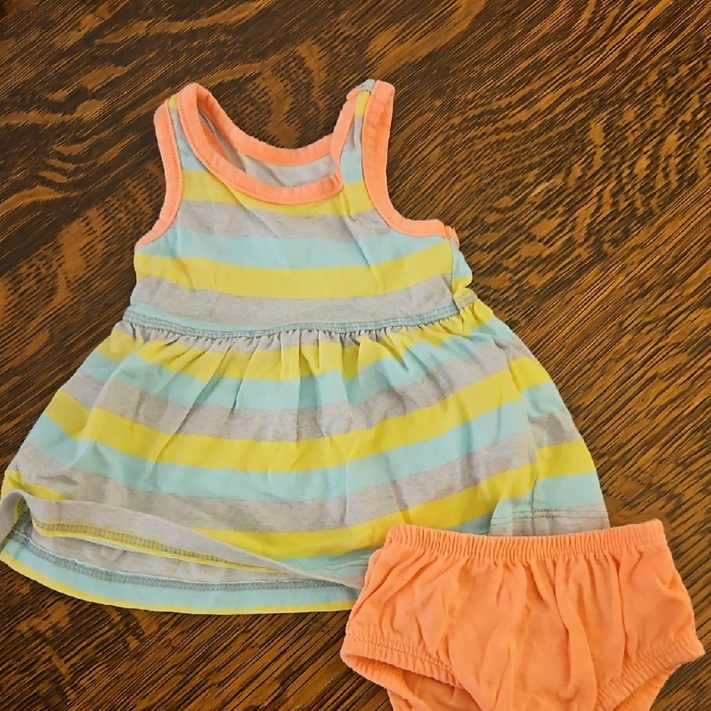 Healthtex Pastel Striped Baby Outfit with Orange Trim